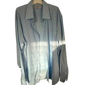 Berlioni Italy Mens Dress Shirt Long Sleeve Blue Button Up 17 1/2 36/37